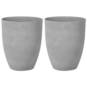 Conjunto de 2 vasos em pedra cinzenta 43 x 43 x 52 cm croton