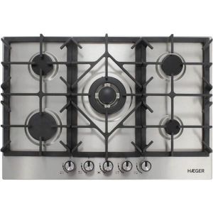 Placa a gás embutida – 4 queimadores, 1 wok, 70 cm, aço inoxidável hAEGer