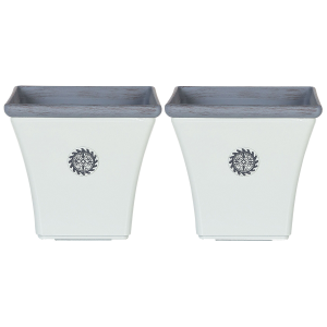 Conjunto de 2 vasos para plantas em pedra branca 43 x 43 x 39 cm elateia