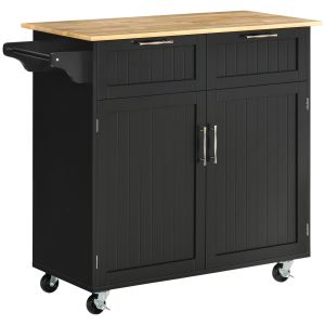 Carrinho de cozinha madeira deborracha, mdf 104x46x91 cm Homcom