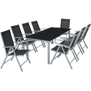 Conjunto de cadeiras de alumínio 8+1, prata