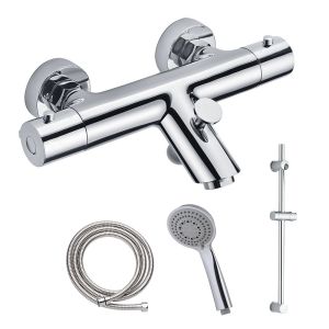Kibath torneira para banheira com barra chuveiro termostática bra cromada