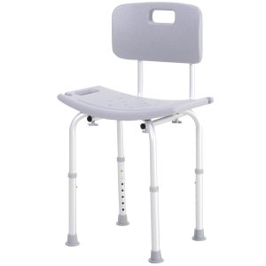 Cadeira de duche liga de alumínio e hdpe cinza claro 50,6x43x71-88 cm