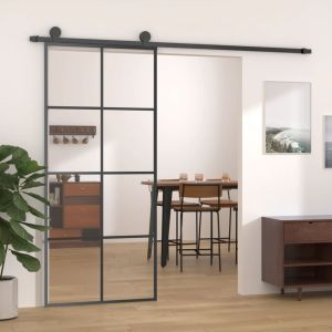 Porta deslizante 90x205 cm vidro esg e alumínio preto pt423258