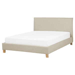 Cama de casal em tecido creme 160 x 200 cm sennez