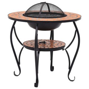 vidaXL mesita con brasero de mosaico cerámica terracota 68 cm