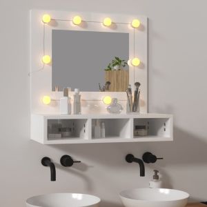 Armário espelhado com LED 60x31,5x62 cm branco brilhante pt4821