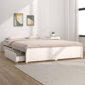 Cama com gavetas 200x200 cm branco