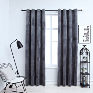 Cortinas blackout com argolas 2 pcs 140x225 cm veludo antracite pt6995