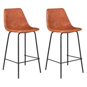 Lote de 2 taburetes de bar vintage lucien cognac - altura del asiento 65cm