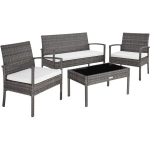 Conjunto de rattan sparta 3+1, cinzento