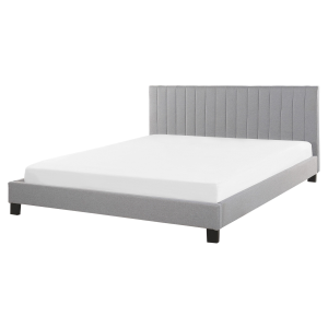 Cama de casal em tecido cinzento claro 160 x 200 cm poitiers