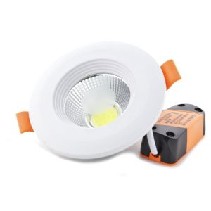 Downlight LED cob 7w redondo encastrado branco, cold light 6000k