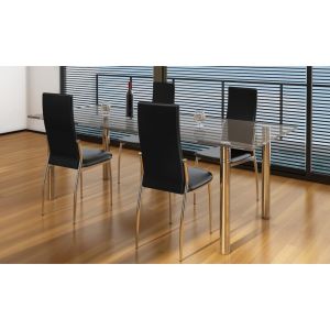 Cadeiras de jantar 4 pcs couro artificial preto ewg3813