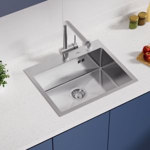 Pia de cozinha 55x45x18,5cm 1 tigela em aço inox com dispensador de sabão e