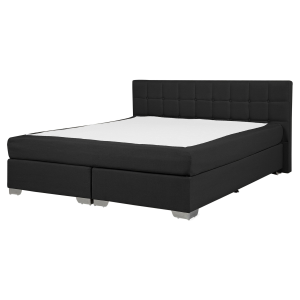 Cama de casal continental em tecido preto 160 x 200 cm admiral