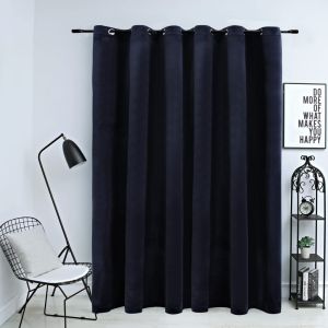 Cortina blackout com argolas em metal 290x245 cm veludo preto pt9690