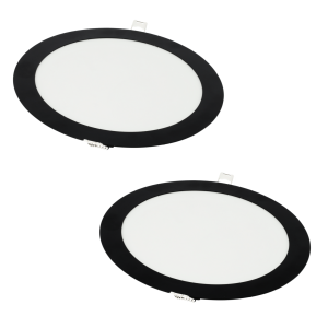 Pack x2 LED downlight 18w cool branco 6000k redondo recessed frame preto