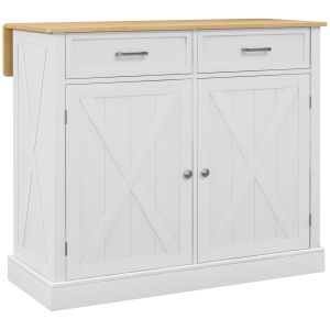 Ilha de cozinha mdf e madeira de borracha color blanco 105x60x90,5 cm