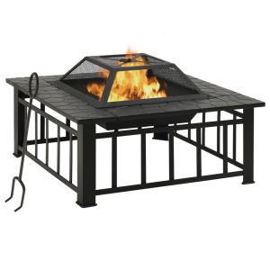 vidaXL brasero con atizador acero 79x79x46,5 cm