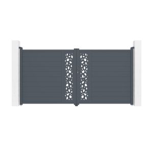 Portão de batente em aluminio 3,5m sunny 350b180 cinzento