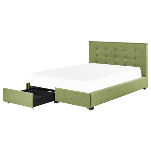 Cama de casal com arrumação em tecido verde 180 x 200 cm la rochelle