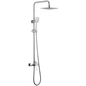 Coluna de duche cromada com misturador mecânico - alta regulável 90-124 cm