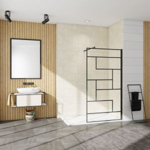 Painel de duche serigrafada,vidro easyclean 8mm,barra 70-120cm,80x200cm