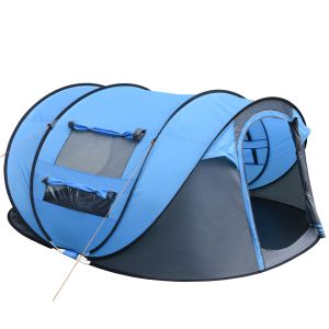 Tenda de campismo poliéster, pe, malha b3, fibra de vidro color azul