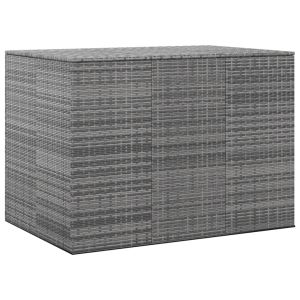 vidaXL baúl para cojines de jardín ratán pe gris 145x100x103 cm