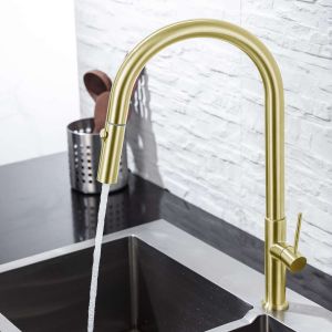 Torneira misturador de cozinha extraível sky bath ouro escovado