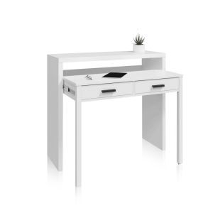 Mesa de escritorio extensible zirablanco artik (blanco mate) - negro