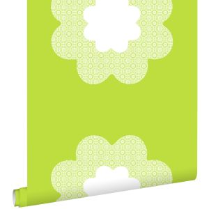 Estahome papel de parede flores de renda verde lima - 53 cm x 10,05 m