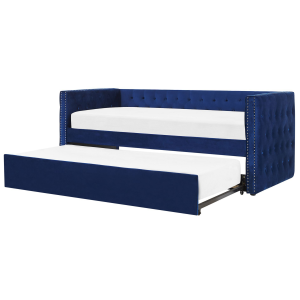 Cama dupla em veludo azul marinho 90 x 200 cm gassin