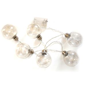 6 bolas LED grandes, d 8 cm, 4 LEDs em cada bola, com caixa de bateria