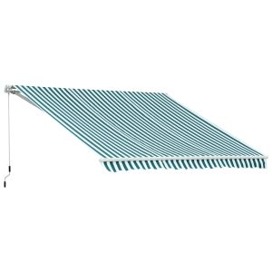 Toldo manual aluminio e tecido de poliéster bicolor 295x250 Outsunny