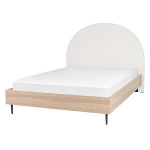 Cama de casal em tecido branco-creme 140 x 200 cm millay