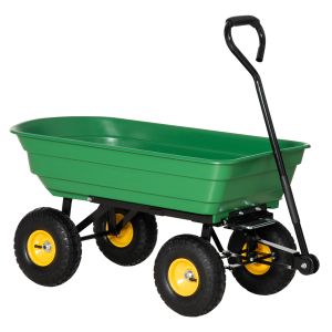 Carrinho de jardim aço e pp color verde 109x52x94 cm Outsunny