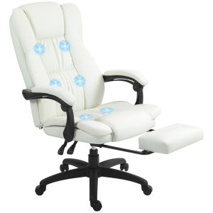 Cadeira de escritório com massagem pu, pp, espuma e nylon color beige