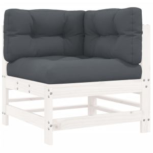 vidaXL sofá esquinero con cojines madera maciza de pino blanco