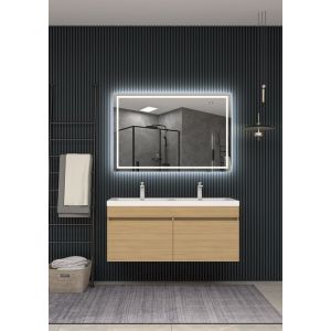 Espelhos com luz LED, luz frontal fria sensor anti-embaciamento 70 x 80 cm