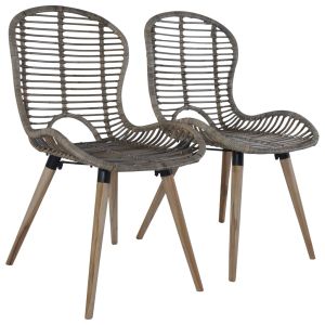 Cadeiras de jantar 2 pcs vime genuíno castanho ewg9613