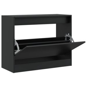 vidaXL zapatero de madera de ingeniería negro 80x34x63 cm