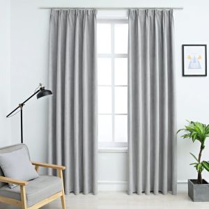 Cortinas blackout com ganchos 2 pcs 140x225 cm cinzento pt3705