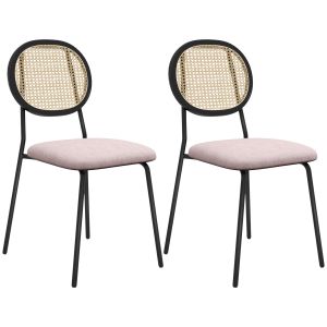 Cadeiras sala de jantar poliéster, vime pe, espuma e aço color rosa