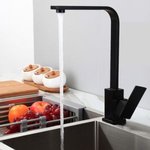 Grifo cocina negro mate caño alto kuvik coal grifers