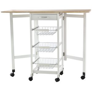 Carrinho de cozinha metal e mdf bicolor 97,2x37x77,5 cm Homcom