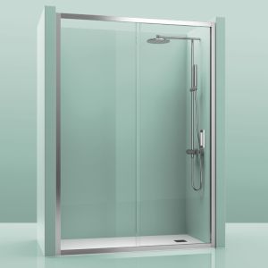 Divisória de duche fixa + deslizante montana prata transparente 95-100cm