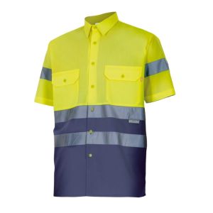 Camisa bicolor velilla mc av s azul marinho/amarelo fluorescente