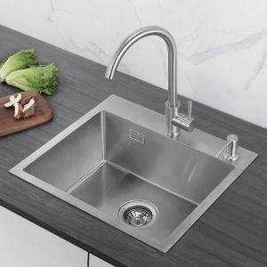 Pia de cozinha quadrada 50*45cm em aço inox 1 cuba - auralum - quadrada - c